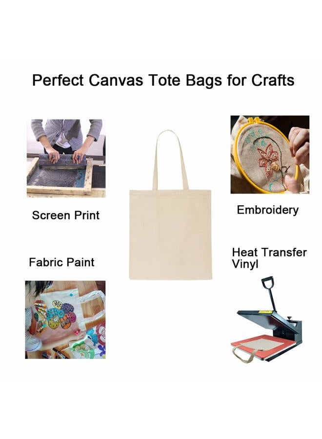 FunisFun 12 Pack Blank Canvas Tote Bags Bulk Shopping Bag for Crafts with 1 Piece of PTFE Teflon Sheet DIY Reusable Grocery Bag, 15 X 16 Inch, Off-white, Large - Image 2